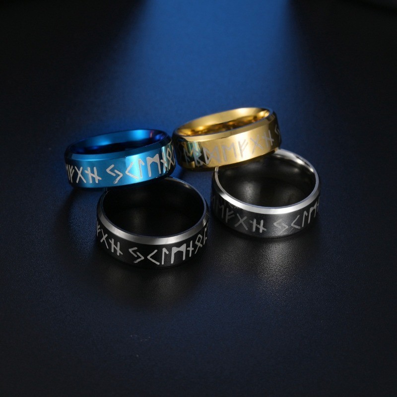 Viking Letter Men 's Stainless Steel Ring Minimalist Trend Ring