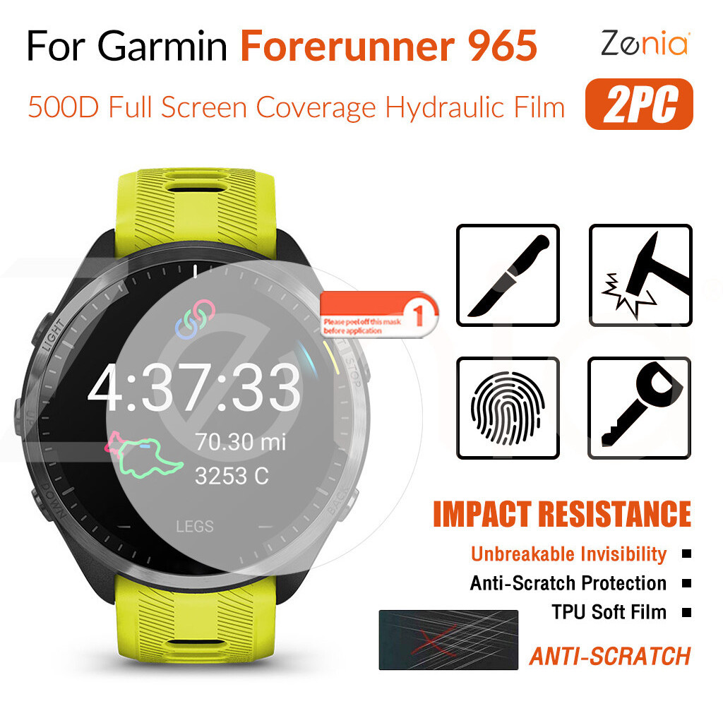 2pcs เต็มหน้าจอขอบโค้งเต็มรูปแบบป้องกันฟิล์มสําหรับ Garmin Forerunner 965 Forerunner965 กีฬาที่มองไม