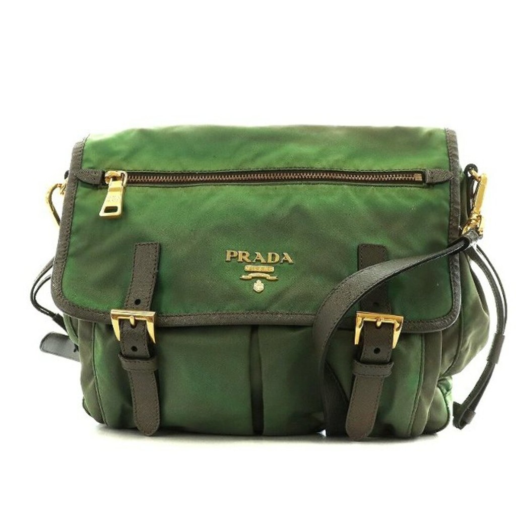Prada TESSUTO SAFFIANO Shoulder Bag Khaki BT0692 Direct from Japan Secondhand
