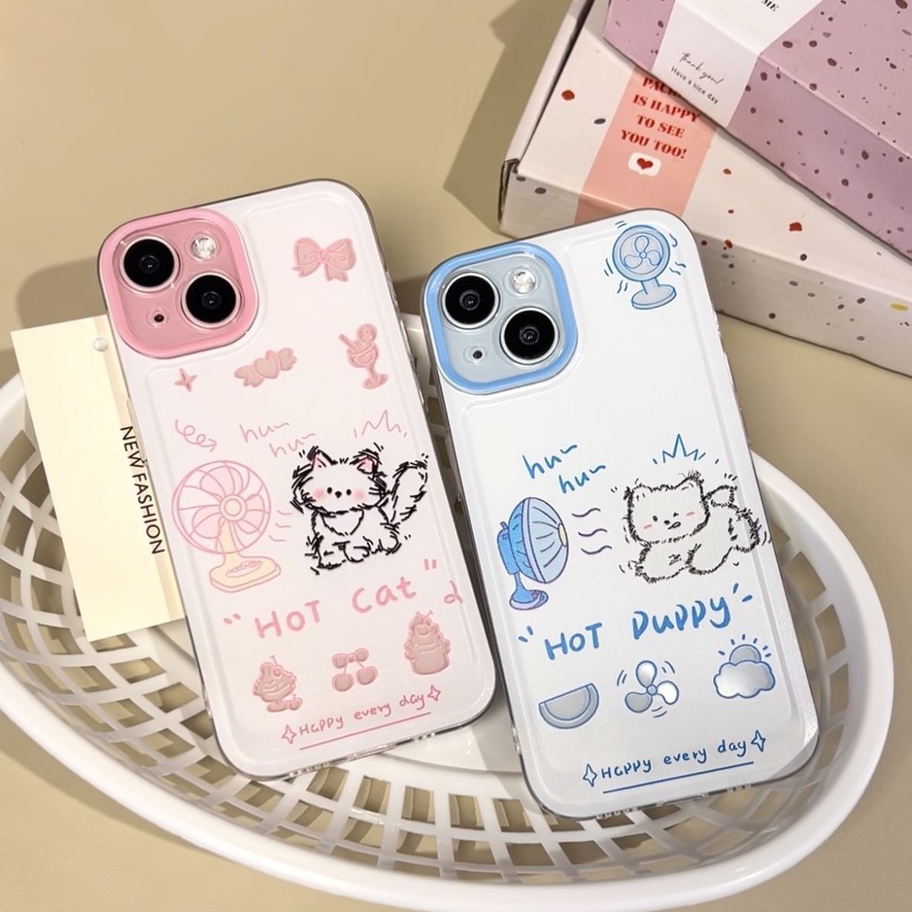 เคสโทรศัพท ์ ซิลิโคนใสแบบนุ ่ มเหมาะสําหรับ iPhone x/xs/xr/xsmax/7/8plus/11Promax/13/14Promax/15 ทนต ่ อแรงกระแทกรวมทุกอย ่ างเคสป ้ องกันพัดลมฤดูร ้ อนแมวสุนัขรูปแบบ 17AY
