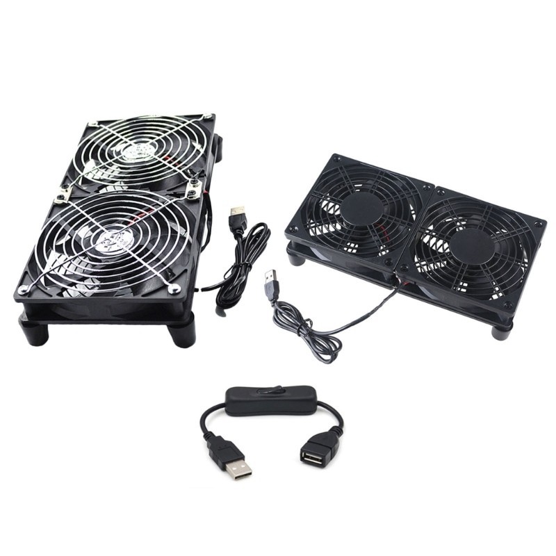 WU Router Box หม้อน้ํา USB 5V2A พัดลมระบายความร้อนขาตั้งฐานกล่องทีวี Cooling Solution 24 ซม. พัดลมเง