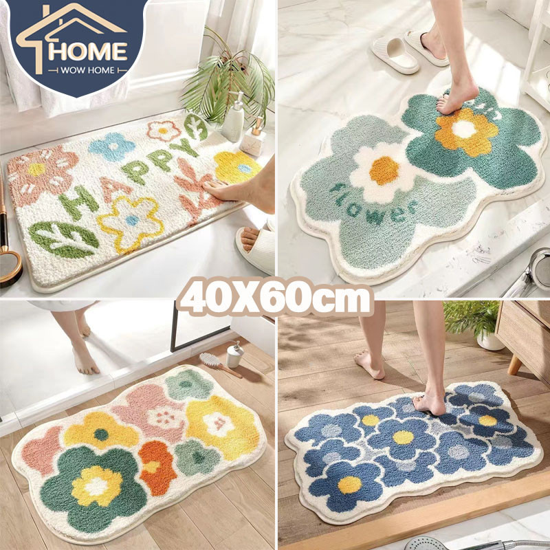 COD พรมปูพื้น 40X60cm ดูดซับน้ำ มีแผ่นกันลื่น พรมนิ่ม พรมห้องนอน พรมห้องน้ำ พรมซับน้ำได้ดี