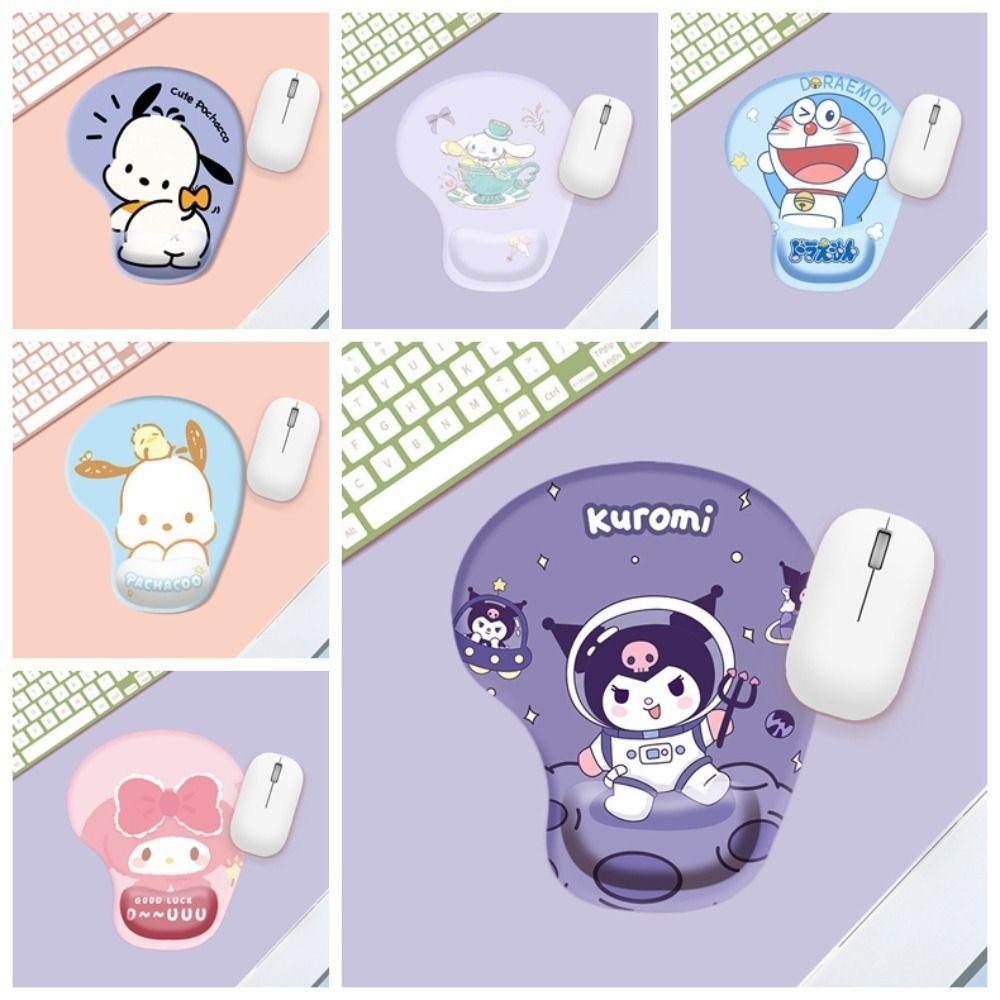 แผ่นรองเมาส์รองข้อมือ, แผ่นรองเมาส์รองรับมือ Kuromi Crayon Xiao Xin, Creative Non Slip Ergonomic สบายแผ่นรองเมาส์สําหรับเล่นเกม Universal