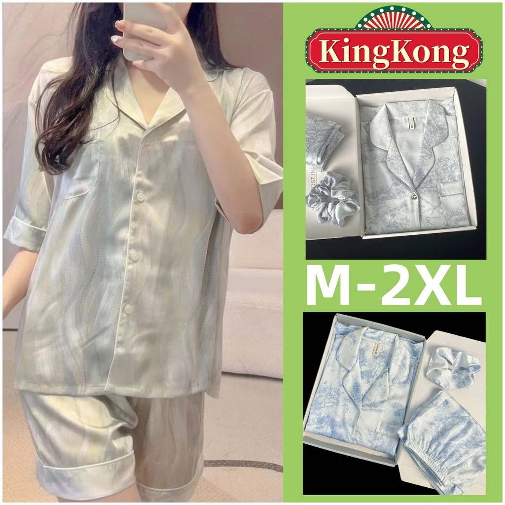 ชุดนอนผ ้ าไหมผู ้ หญิงชุดนอนฤดูร ้ อนแขนสั ้ นชุดนอนผู ้ หญิงซาติน Homewear