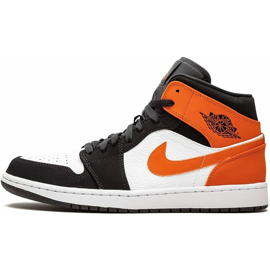 2024 Air Jordan 1 Mid Shattered Backboard สีดําสีขาวสีส้ม 554724 058 Size 39-45 รองเท้าบาสเก็ตบอล รอ