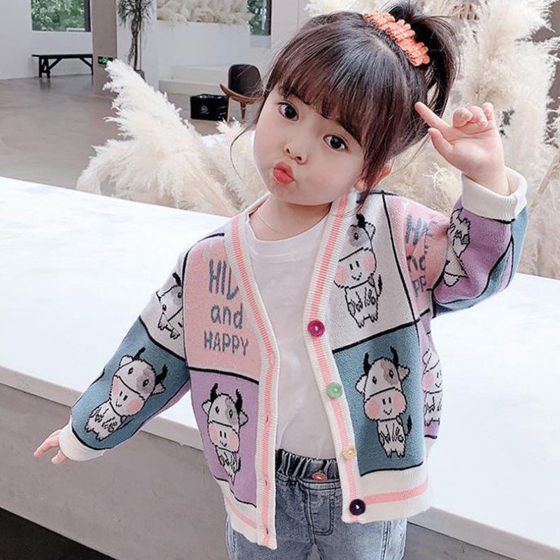 พร้อมส่งจากไทย ชุดแขนยาวเด็กลายน้องวัวสีขาว สตล์น่ารักเกาหลี ผ้าไหมพรม เนื้อผ้าค่อนข้างหนา ใส่อุ่นๆ (SWT Nongwua)