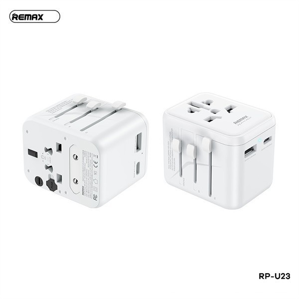 [REMAX RP-U23] UK/US/EU 2.4A เครื่องชาร์จมัลติฟังก์ชั่นสําหรับเดินทาง - สีขาว