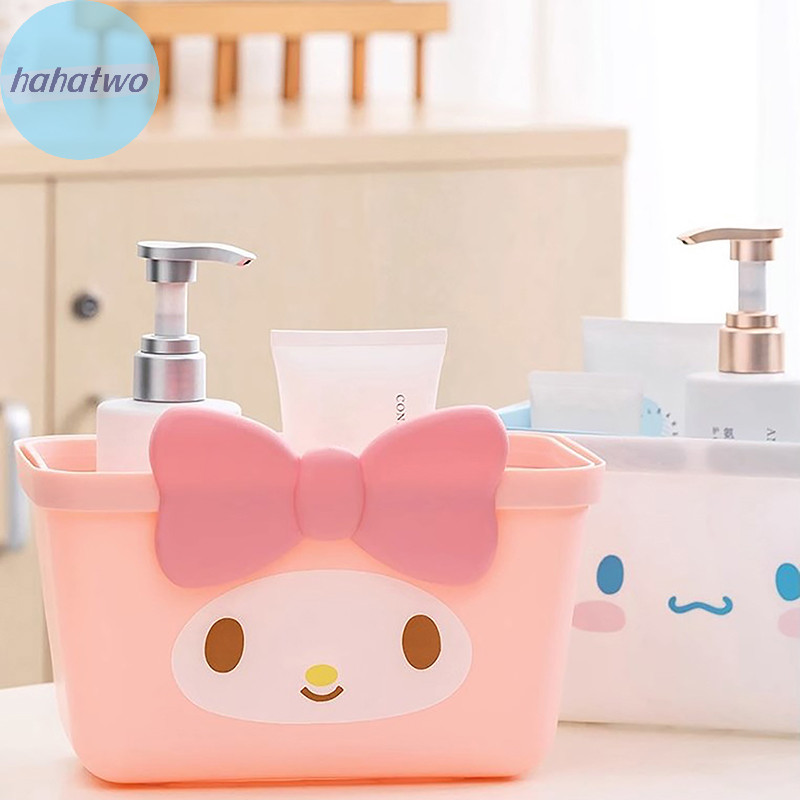 Ha Kawaii Sanrios ตะกร้าเก็บการ์ตูน Cinnamoroll Hello Kitty My Melody มือขนมขบเคี้ยวตะกร้าช้อปปิ้งอะนิเมะล้างตะกร้า TH
