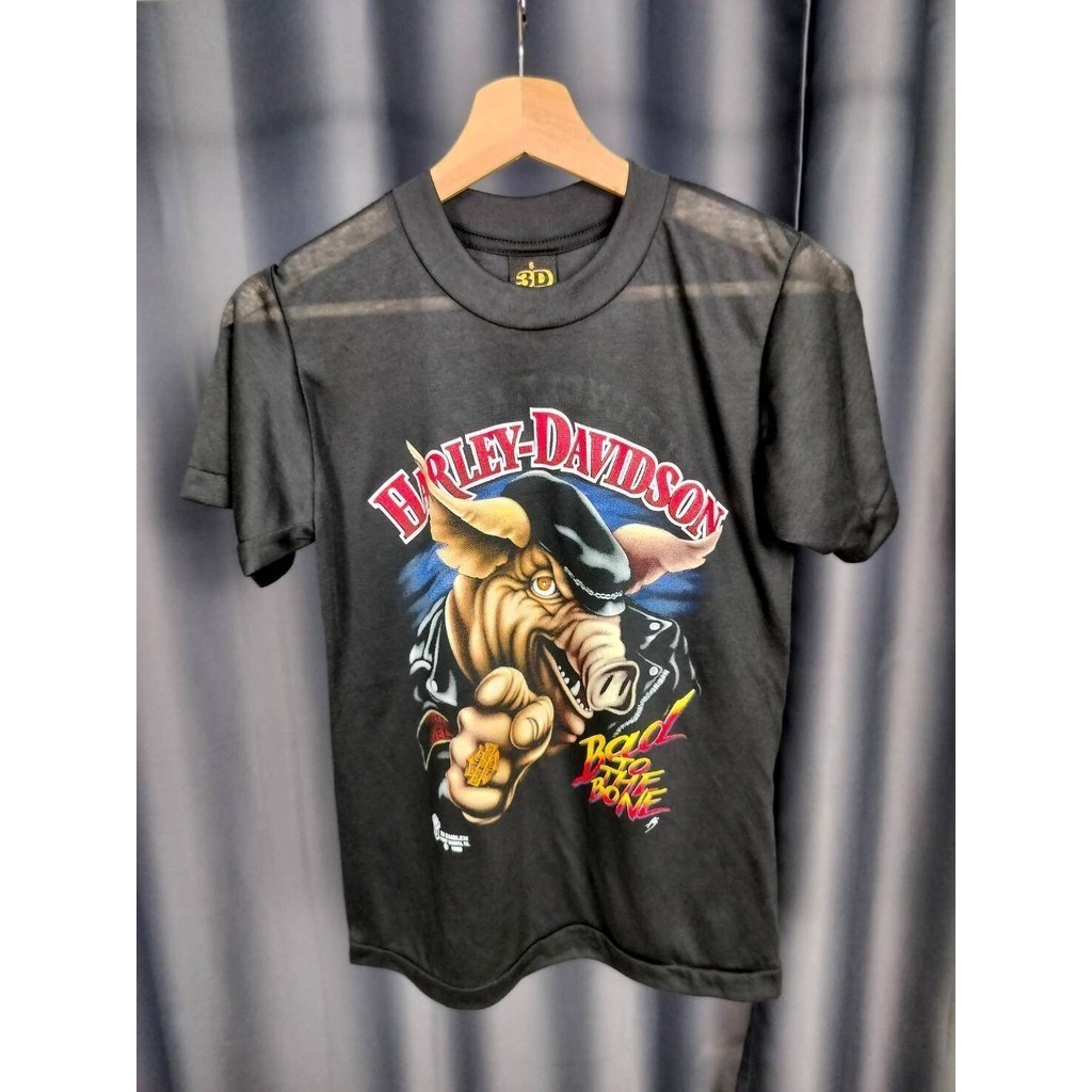 2024 เสื้อผ้าบาง Harley เสื้อยืดวินเทจ ผ้ามุ้ง50/50 เสื้อฮาเลย์ป้าย 3D EMBLEM [ S M L XL ] S-5XL
