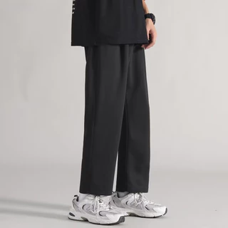 MANSTR M-5XL ผู ้ ชายฤดูร ้ อนหลวมกางเกงวอร ์ มขากว ้ างบางสีทึบกางเกงกีฬาขนาดบวกสีดํา \ สีเทา