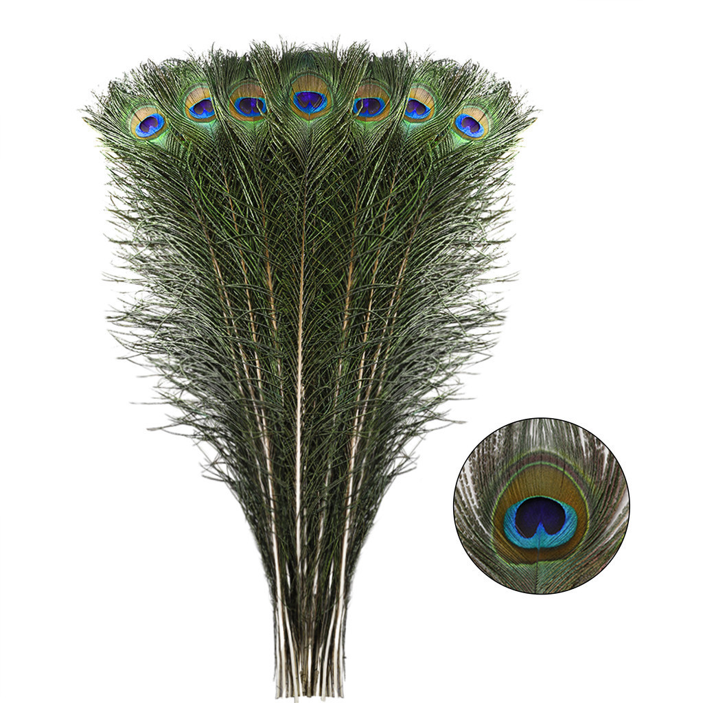 ขายส ่ ง 10 ชิ ้ น/Lot ขนนกยูงธรรมชาติสําหรับ DIY หัตถกรรมงานแต ่ งงานตกแต ่ งวันหยุดตกแต ่ งบ ้ านและการจัดดอกไม ้