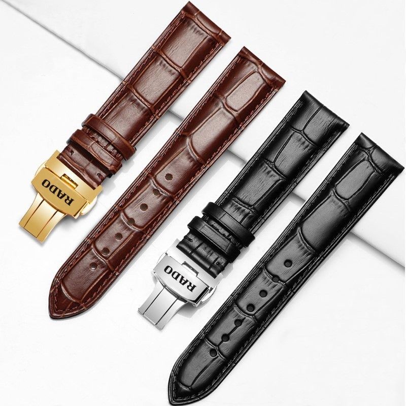 6/17 Rado สายนาฬิกาผู ้ ชายและผู ้ หญิง Diamond Master Crystal Butterfly Buckle สายหนังวัว 21mm