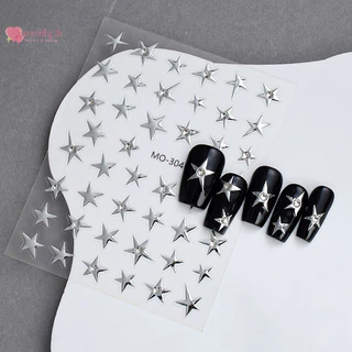 Renbg 3D ไม่สม่ําเสมอ Pentagram Rhinestone สติ๊กเกอร์ติดเล็บ Y2K Satr เล็บ Decals Starlight Charm ฟอยล์ตกแต่ง Self กาว TH