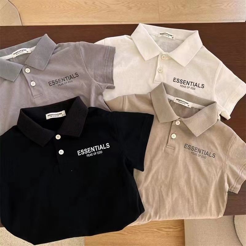 เสื้อโปโลแขนสั้นเด็กผู้ชาย ฤดูร้อนใหม่แฟชั่นสไตล์เกาหลีผ้าฝ้ายพิมพ์ตัวอักษรเสื้อยืดสบายๆอเนกประสงค์นุ่มสบายด้านบน
