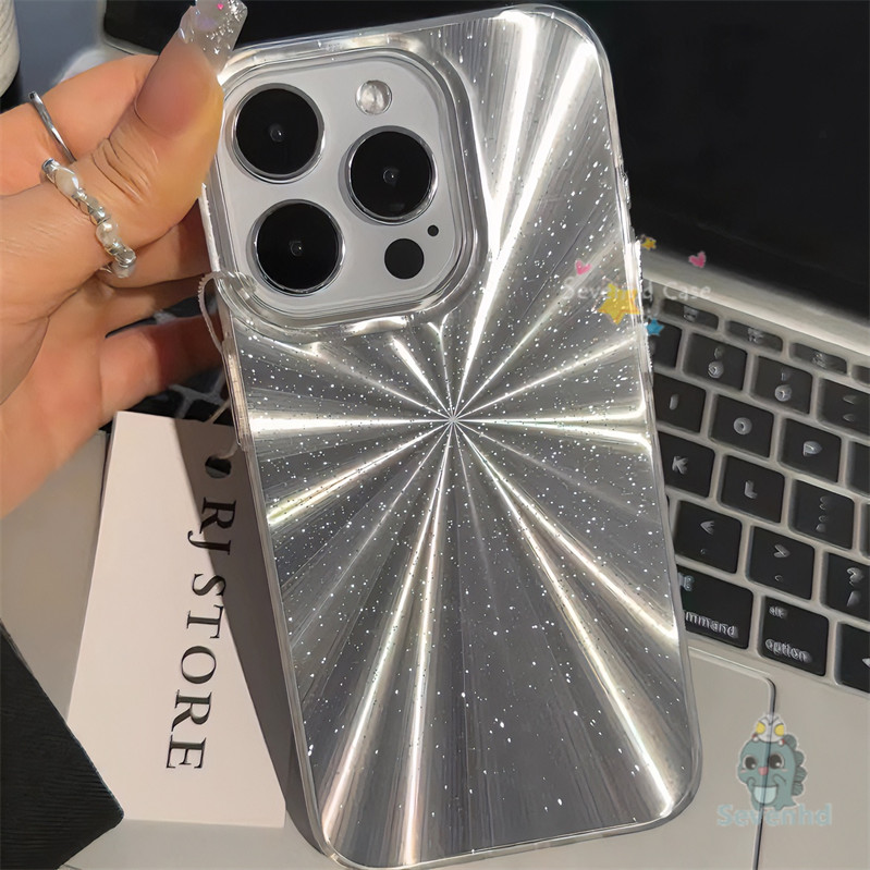 Ins เกาหลี Glitter Powder ขั้นสูง Aurora เลเซอร์แฟชั่นเคสโทรศัพท์สําหรับ IPhone 15 14 13 12 11 Pro Max X XR Xs Max 8 7 Plus หรูหรา Cool Electroplated ป้องกันปกหลัง