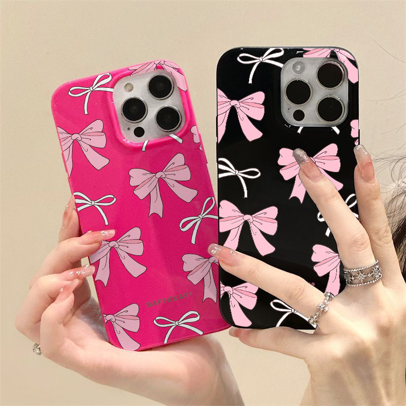 Bright สีดําการ์ตูนกันน้ําสําหรับ IPhone 14 15 Pro Max 13 12 11 Plus XS X XR 7+8 Plus นุ่มคู่ความงามซิลิโคนกันกระแทกน่ารักปลอกใสฝาครอบโทรศัพท์