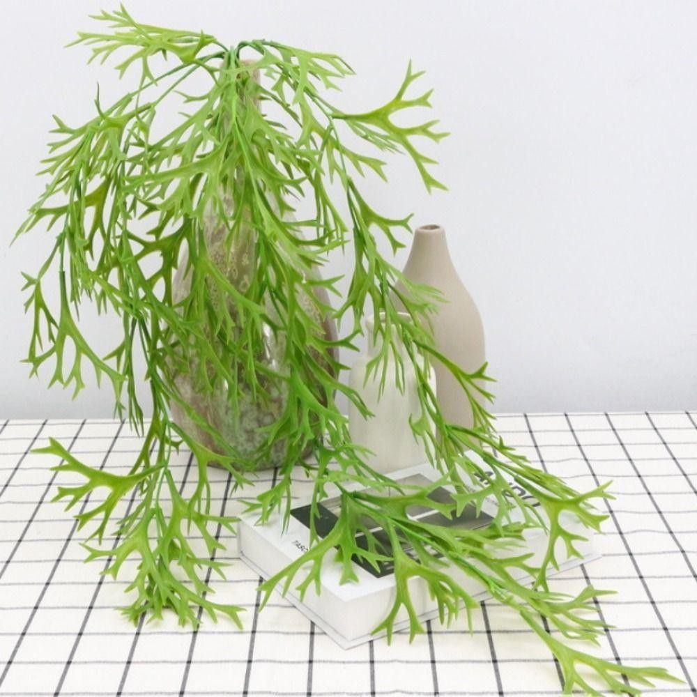 Isitaft เฟิร์น Staghorn ประดิษฐ์, เฟิร์นพืชพลาสติกเขากวางใบ, พืชสีเขียวสมจริงแขวนผนัง 80 ซม.ต้นไม้ปลอมตกแต่งบ้านสวน ราคา ถูกที่สุด ดีลบีเคเค แกลเลอรีภาพที่ 7