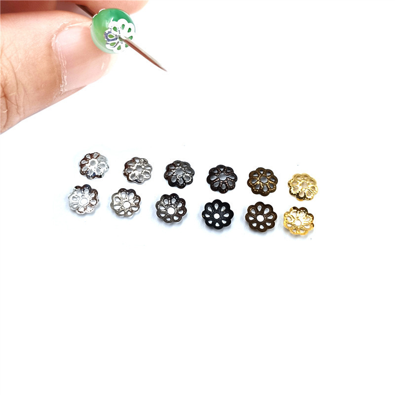 300 ชิ้น 6 มิลลิเมตรตัวเชื่อมต่อโลหะลูกปัด DIY Hollow ดอกไม้สําหรับเครื่องประดับทําผลการค้นหา Receptacle ต่างหูสร้อยข้อมือจี้ขายส่งสิ่งที่แนบมา