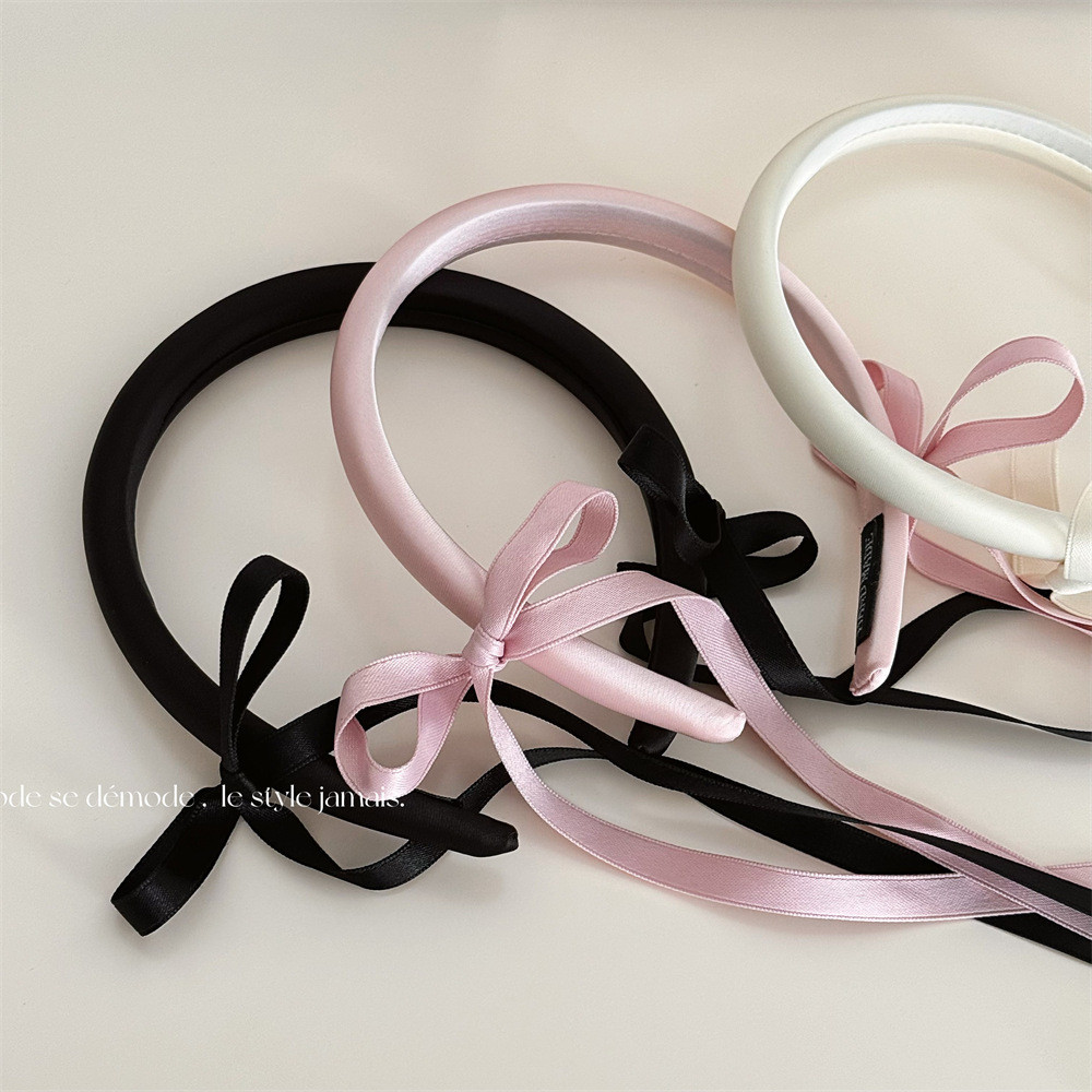 Retro ยาวริบบิ้นผม Hoop หญิงโบว์ผม Hoop