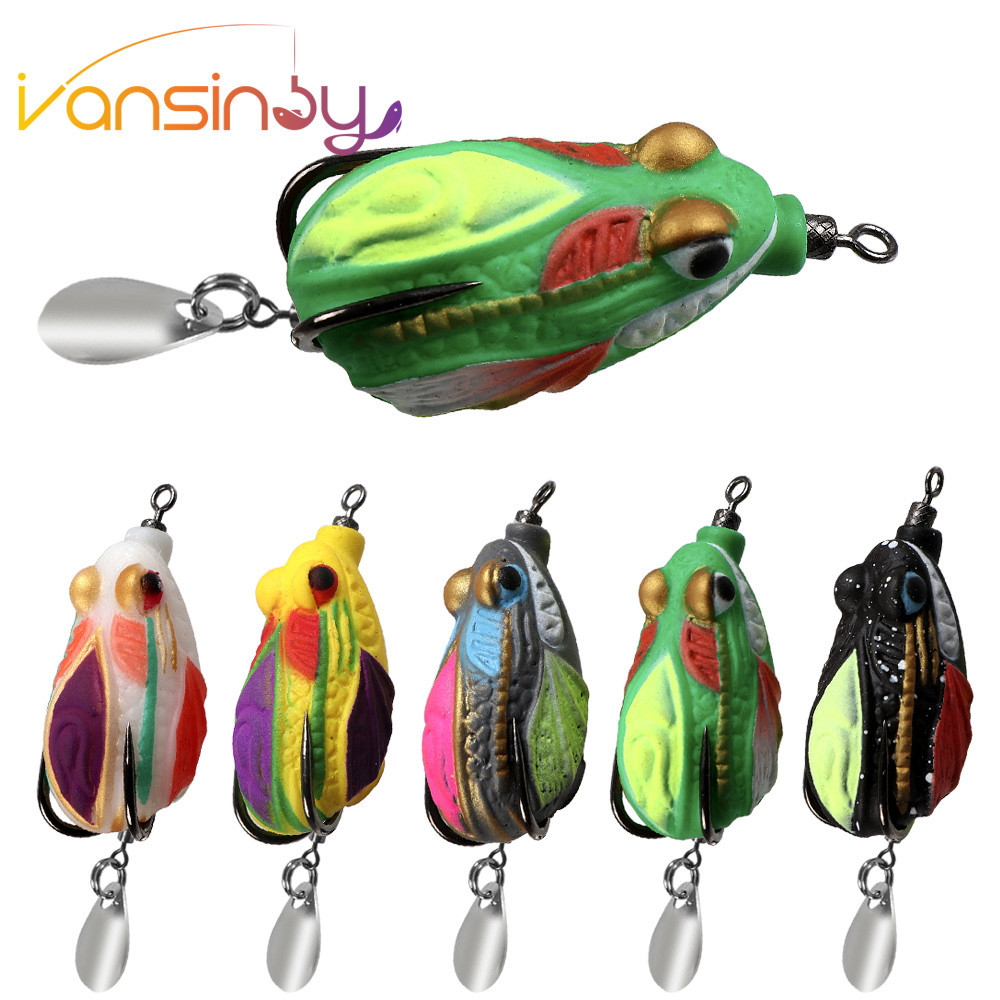 เหยื่อตกปลากบนุ่ม 3 ซม./3.6 กรัมพร้อมตะขอเลือดคู่ TopWater Ray กบเหยื่อปลอม
