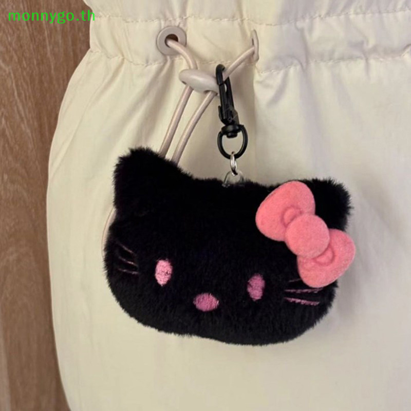 Monnygo Hello Kitty จี้หนังสีดํา Hallo กระเป๋าฮาวาย, กระเป๋านักเรียน, พวงกุญแจจี้ Series ของขวัญคู่ TH