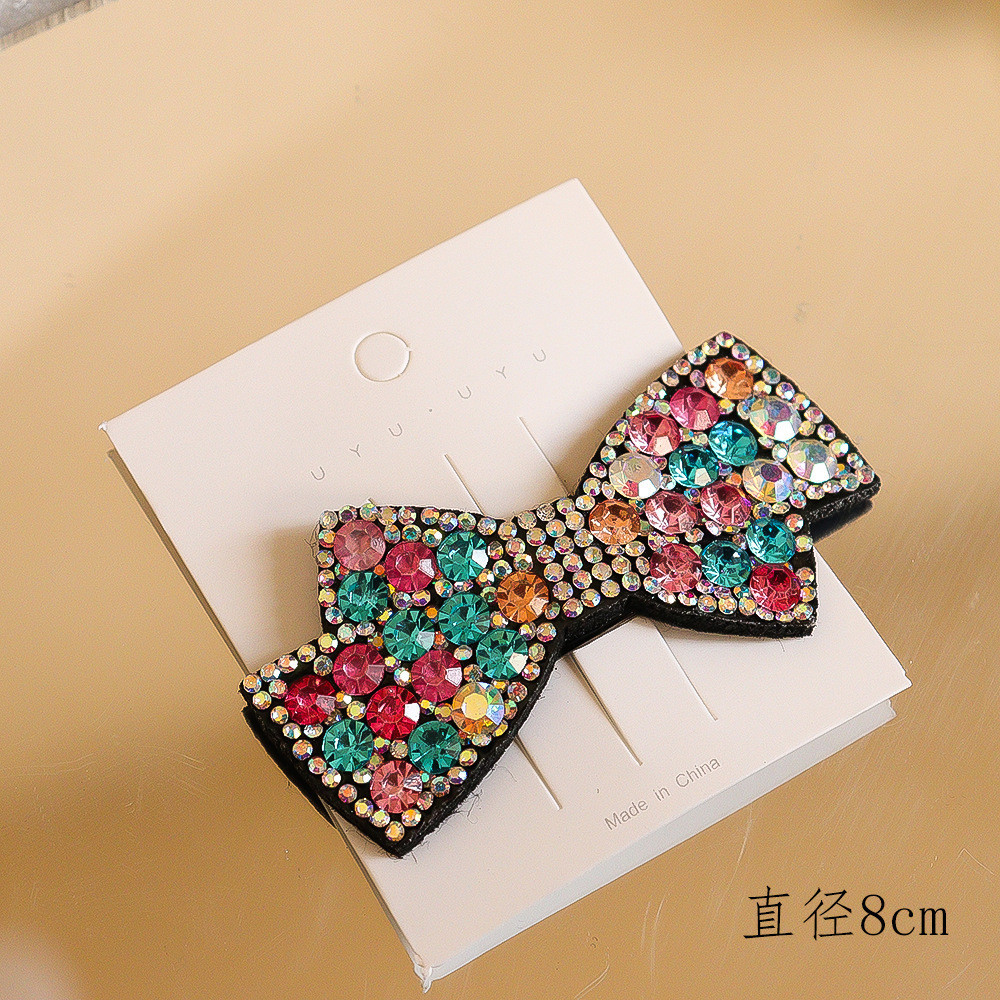 โบว์กิ๊บเกาหลี เครื่องประดับผมคลิปสปริงเพชรสีสําหรับผู้หญิง