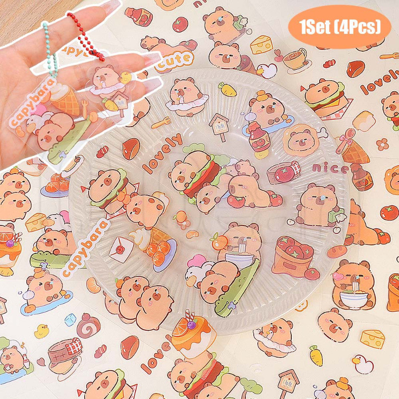 5ชุด สติกเกอร์ คาปิบาระ-โทรศัพท์สติกเกอร์ตกแต่ง- ทําเอง กระเป๋าแล็ปท็อปสมุด-เทปปิดผนึกของขวัญกาวตนเอง-การ์ตูนอะนิเมะสติกเกอร์-ไวนิลกันน้