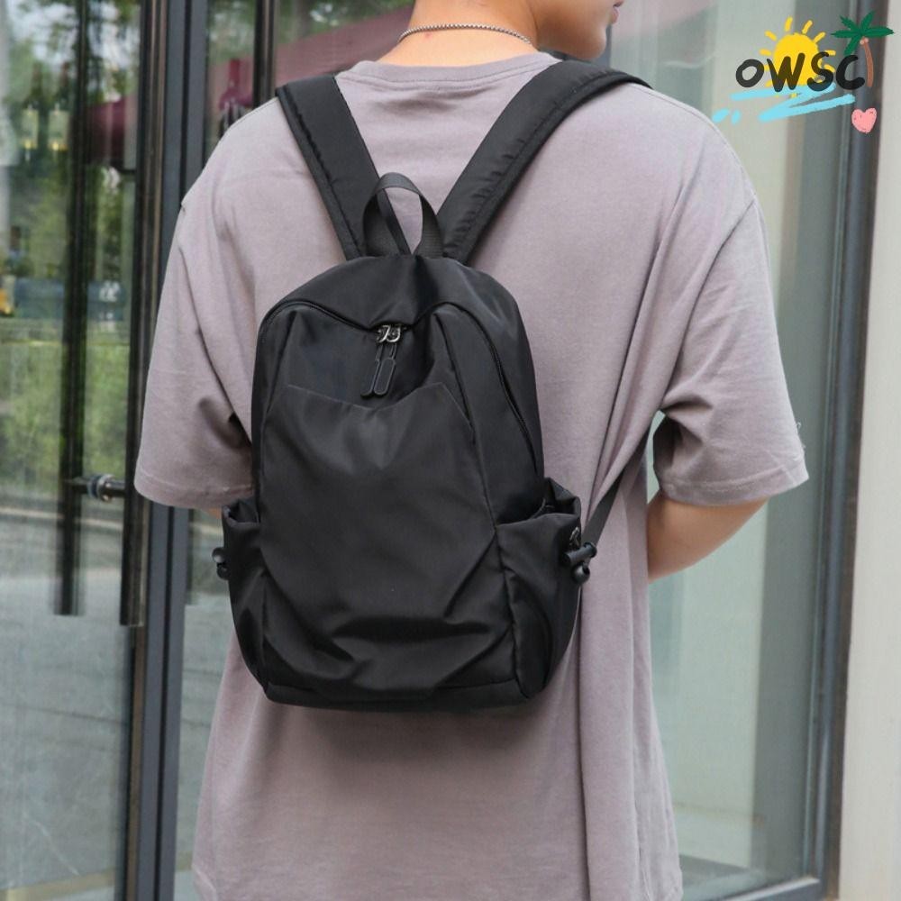 Owsc Mini กระเป๋าเป้สะพายหลังผู้ชาย,น้ําหนักเบาสีทึบกระเป๋านักเรียนไหล่เล็ก,กันน้ําสวมใส่เป้ชายเดินทาง