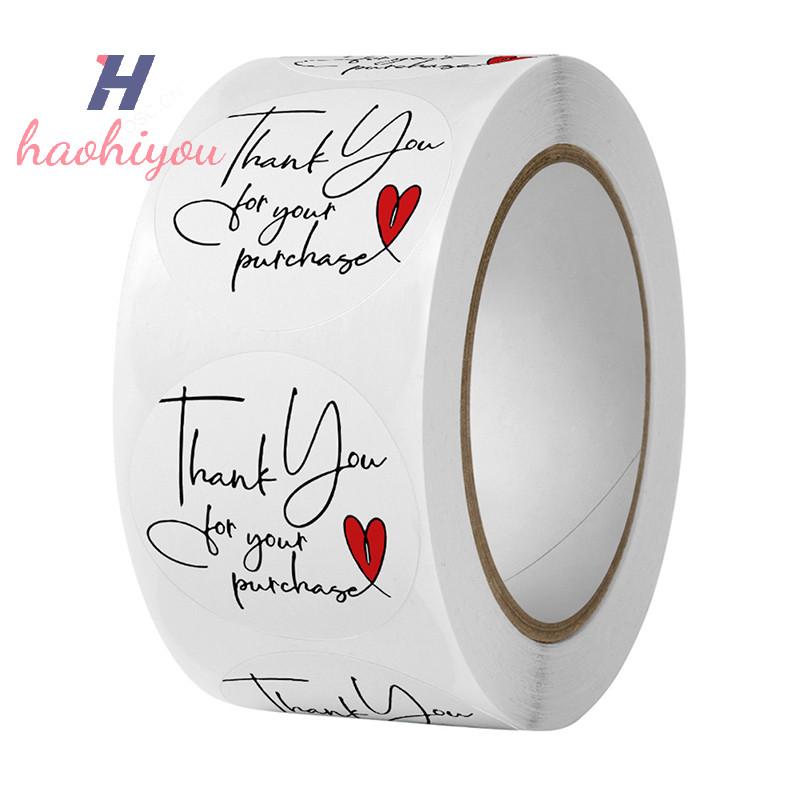 <haohiyou> 500 ชิ้นขอบคุณสําหรับซื้อสติกเกอร์ Scrapbooking Gracias ซองจดหมายปิดสติกเกอร์ของขวัญป้ายซีล Nice