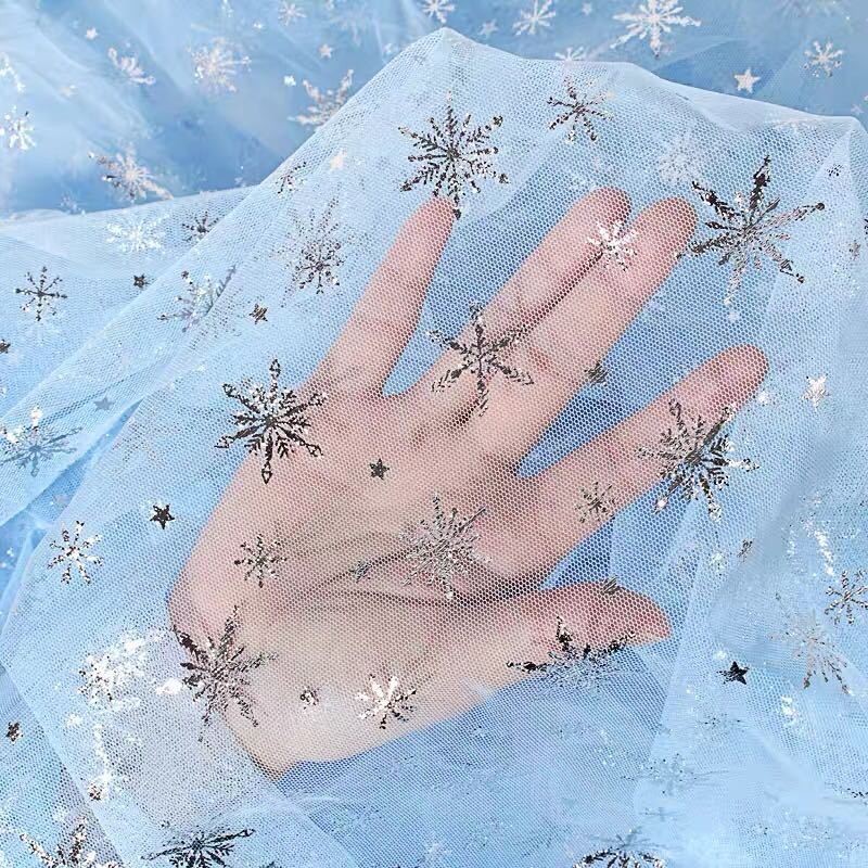 100 * 150 ซม.ผ้าโปร่งแช่แข็งเกล็ดหิมะ Gilding Gilding Love Gauze ชุดเจ้าหญิงกระโปรงพัฟอุปกรณ์เสริมเครื่องแต่งกายผ้า