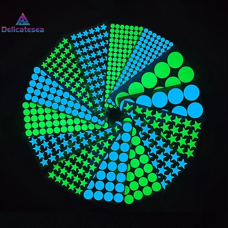 [Delicatesea] Dots Stars Glow In The Dark สติ๊กเกอร์ติดผนังสําหรับห้องเด็กสติ๊กเกอร์ติดผนังเรืองแสงเพดานห้องนอนตกแต่งบ้านสติ๊กเกอร์ส่องสว่างใหม่