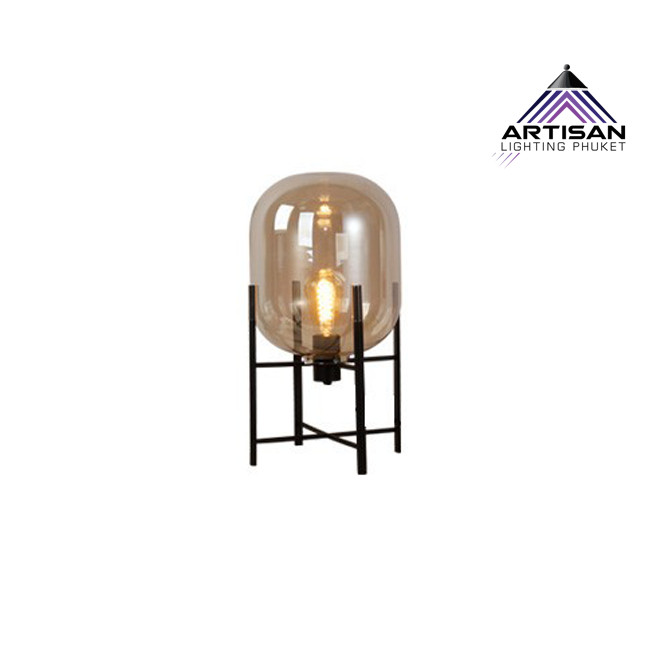 Table lamp Luxury Design Glass Cognac LED E27x1 Size. D260 x H450 mm.