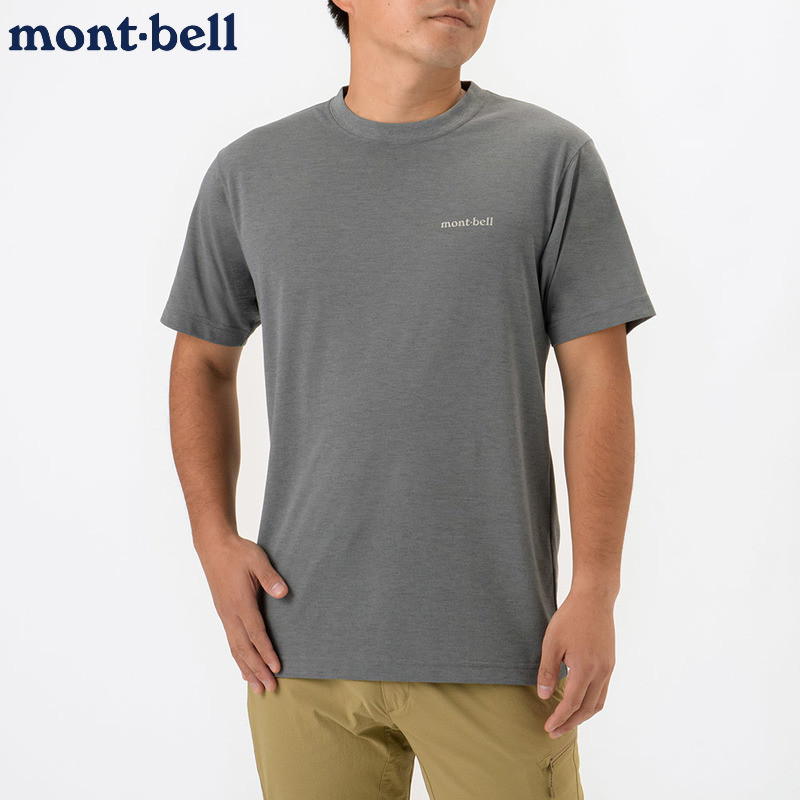 Montbell 100% Premium Cottonเสื้อยืดแขนสั้นผู้ชายเหงื่อBreathableกีฬากลางแจ้งลําลองหลวมลูกเรือคอ 200gsm
