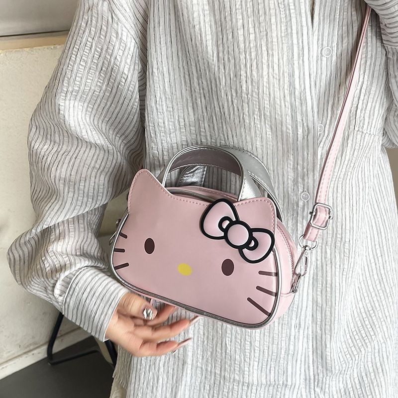 C&k กระเป๋าสะพายไหล่ผู้หญิงน่ารักการ์ตูน Hello Kitty กระเป๋าถือการจับคู่ทุกวัน