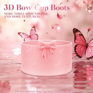 Sugaw 3D Bow Tumbler ซิลิโคน Boot, สวยและทันสมัย Anti-Drop Shock Absorbing อุปกรณ์เสริมขวดน้ํา, บูตขวดน้ําเข้ากันได้กับ Stanley Tumbler