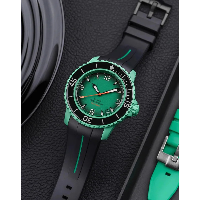 สายยางสําหรับ Blancpain x Swatch Collaboration หัวเข็มขัดสแตนเลส 22 มม. อินเทอร์เฟซโค้งผู้ชายผู้หญิงเปลี่ยนนาฬิกาเข็มขัด