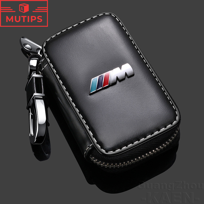 BMW M กระเป๋าใส่กุญแจโลโก้รถ เครื่องหนัง กระเป๋าเก็บกุญแจรถยนต์ กระเป๋าซิป เคสกุญแจรถยนต์ G20 F10 E46 F30 G60 E39 G30 E60 E90 X1 E84 645ci E63 E36 E30 X3 F25 X3 G45 G01 X1 F48 F32 F34 E92 G22 F44 IX3 I4 IX