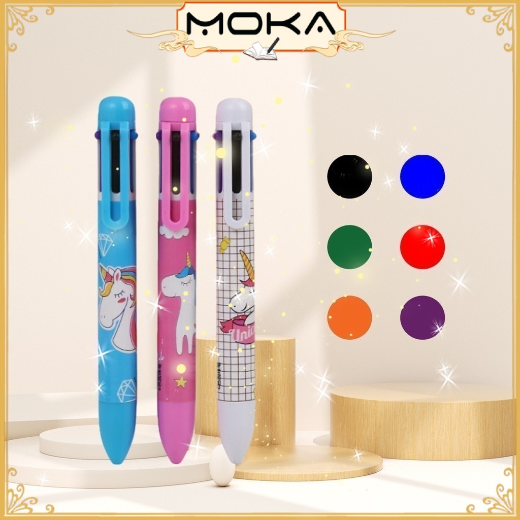 Moka PULPEN MOTIF 6 CUTE COLORS / CHARACTER BOLPEN MKP62