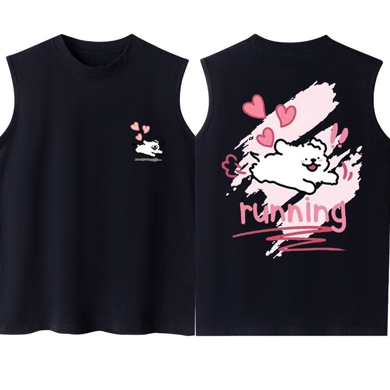 NEW เสื้อแขนกุดผู้หญิง สกรีนหน้าหลัง ขาว-ดำ OP-1059