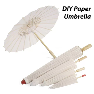 ร่มกระดาษสีขาวสไตล์จีนย้อนยุคขนาด 60/84 ซม. ร่มกระดาษ DIY ทาสีได้ อุปกรณ์ประกอบฉากถ่ายภาพ ตกแต่งงานแต่งงาน