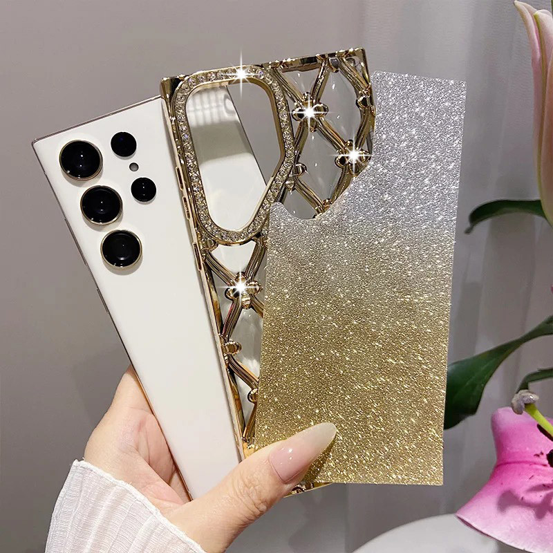SAMSUNG สําหรับsamsung S24 FE S25 S23 Ultra S25 Plus A16 5Gแฟชั่นGlitter Electroplating Rhinestoneดอกไม้กรณีนุ่มใสกันกระแทก - รูปที่ 7