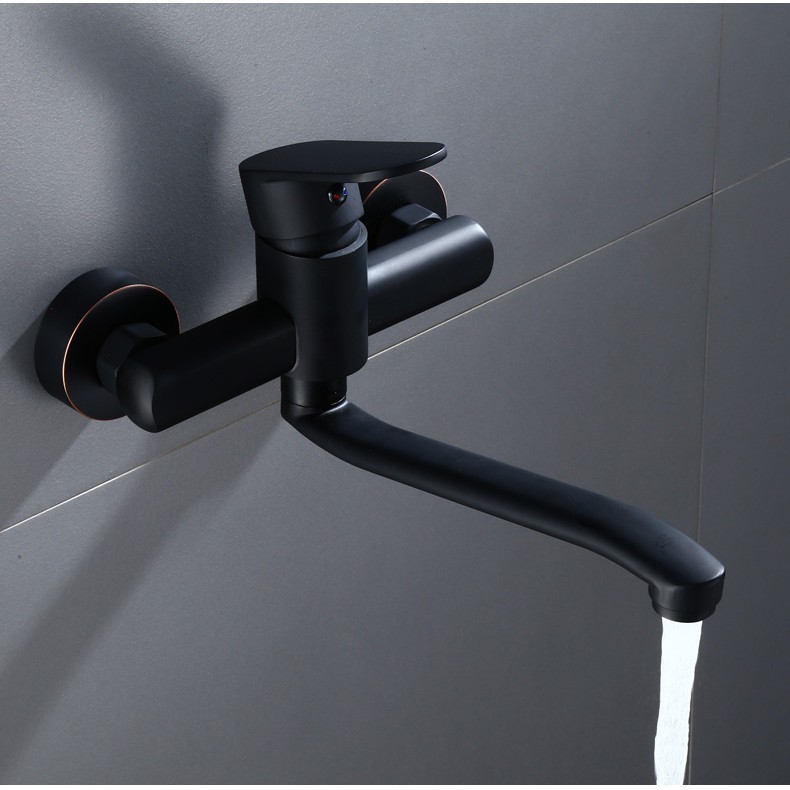 Black Basin Faucet Sink Faucet Handwashing Sink Dishwashing Faucet Extended Rotation Angle Wall-Moun