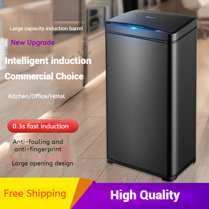 20L/30L/40L/50L Stainless Steel Trash Can Intelligent Induction Household Kitchen Commercial Office
