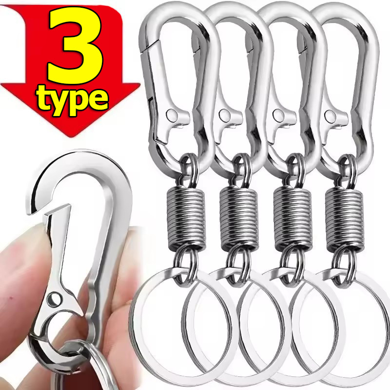 พวงกุญแจสปริงโลหะอเนกประสงค์ / ตะขอปีนเขาป้องกันการสูญหาย Clasp Carabiner พวงกุญแจ