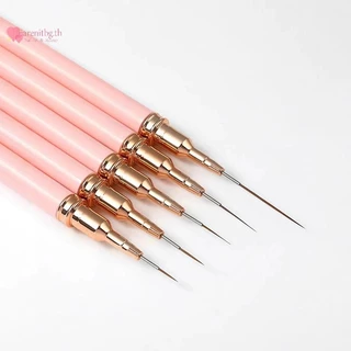 RENBG 5 ชิ้นเล็บ Liner ชุดแปรง UV เล็บเจลชุดภาษาฝรั่งเศสคํา Stripe Line ภาพวาดวาดดอกไม้ปากกาเล็บเครื่องมือ TH