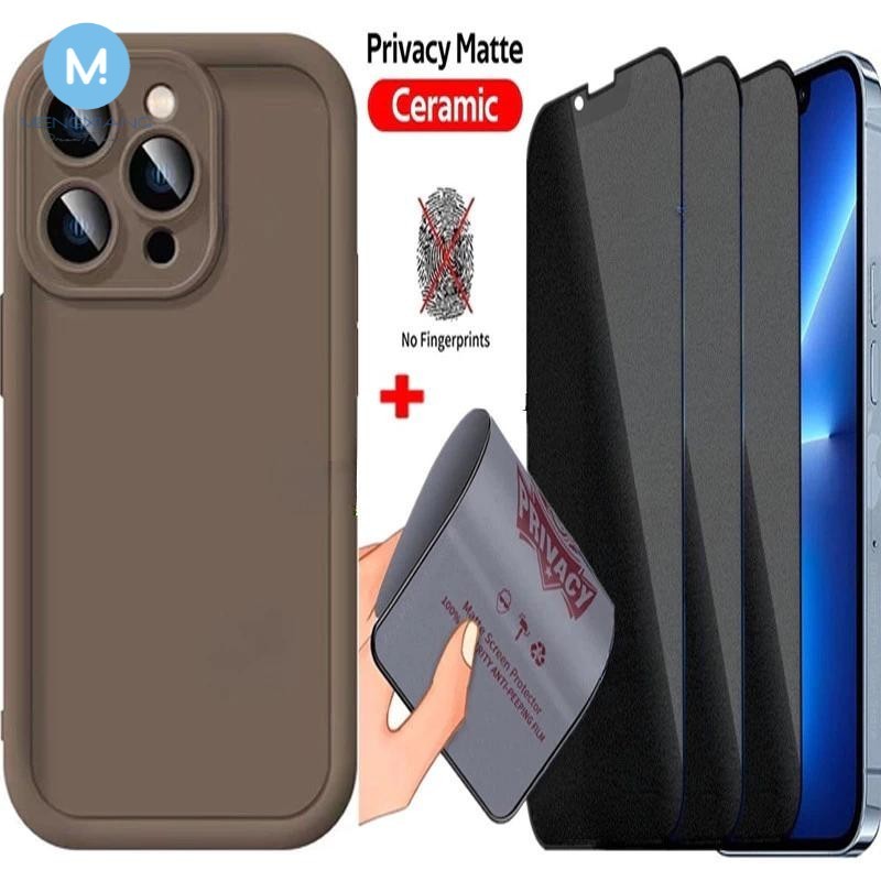 2in1 เคสโทรศัพท์ + Matte Anti Spy เซรามิคกระจกนิรภัย Realme หมายเหตุ 60 60X 50 C75 C65 C67 C63 C61 C
