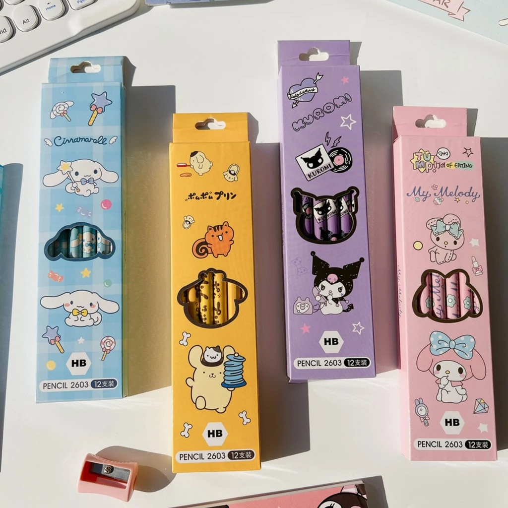 ดินสอไม้ HB (12 แท่ง) ลายการ์ตูน เครื่องเขียน Pencil | Bluerubystore