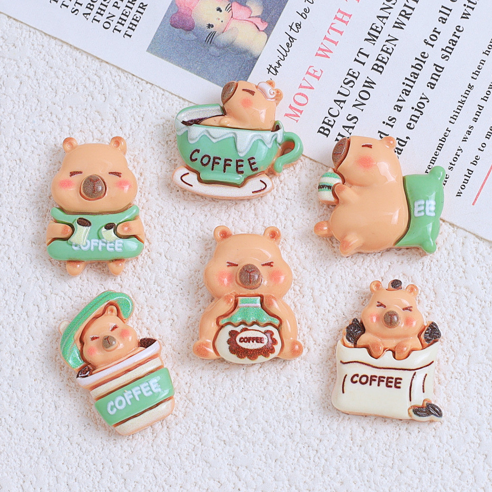 10ชิ้นน่ารัก ปิก้า กาแฟหมีเรซิ่นเสน่ห์สําหรับ ทําเอง (12-501)