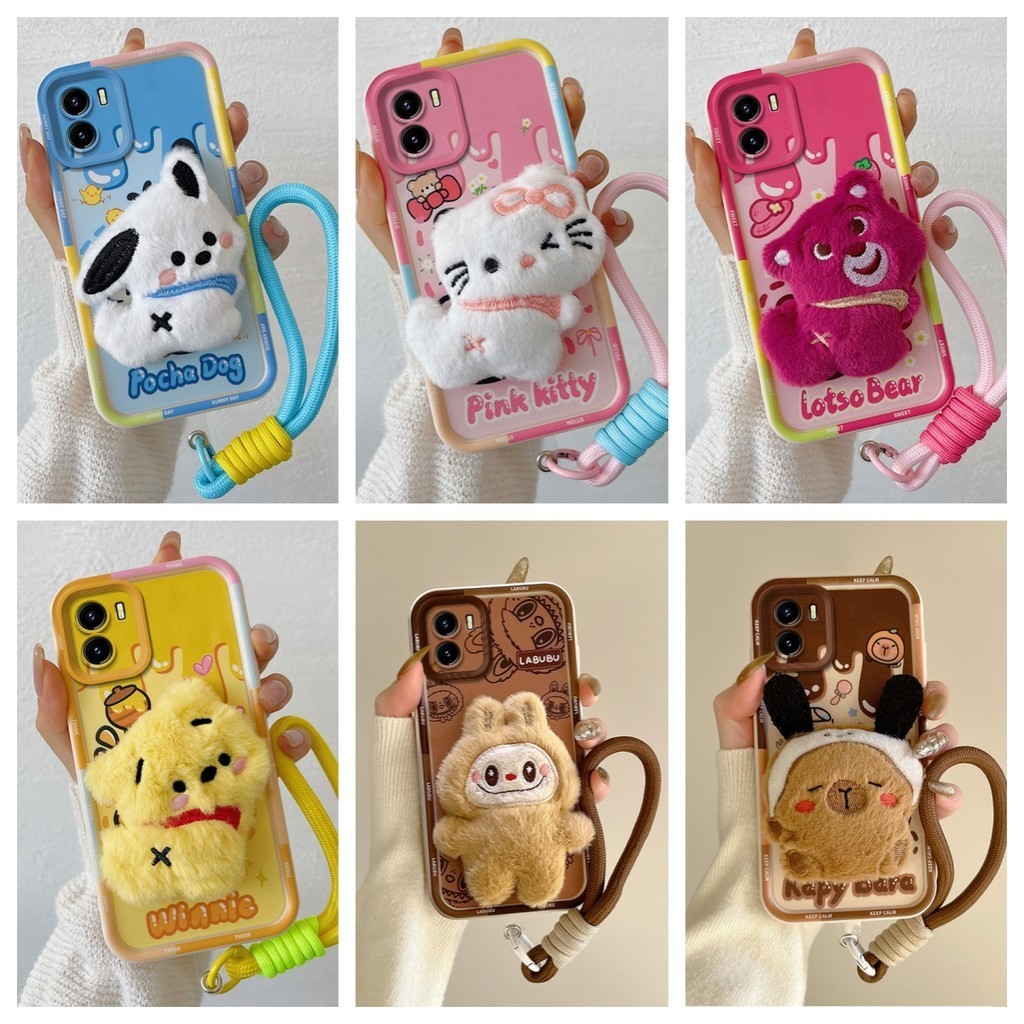 เคส Vivo Y15a เคส Vivo Y15s เคสเข้ากันได้กับมือวางตุ๊กตาน่ารักเคสโทรศัพท์แบบนุ่ม BB-MRPP