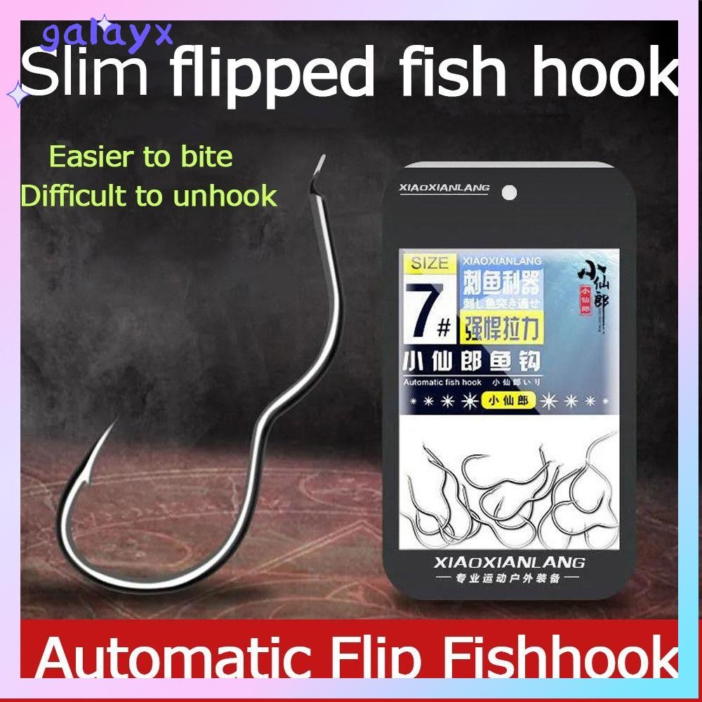 Galayx 12 ชิ้น/แพ็คตะขอตกปลา, เหล็กคาร์บอนสูง Anti Slip อัตโนมัติ Flip Fishhook, อุปกรณ์ตกปลา Sharp Barbed Fishing Tackle ปลาคาร์พ